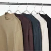 Camiseta de manga larga con cuello alto de jersey cepillado para hombre