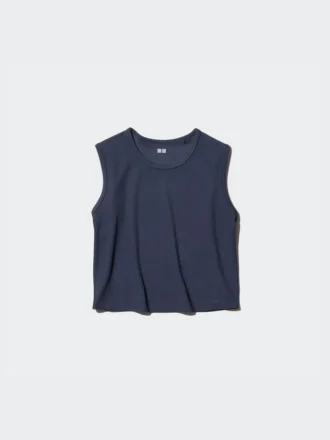 Camiseta de mujer AIRism con canalé suave | Sin mangas