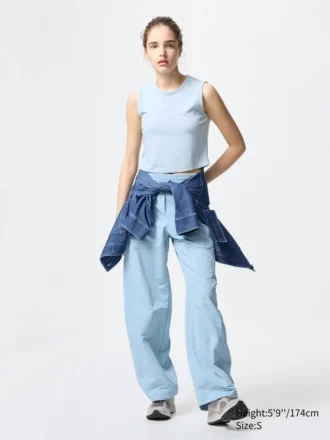 Camiseta de mujer AIRism con canalé suave | Sin mangas