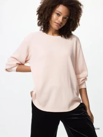 Camiseta de mujer con tejido de gofre | Camiseta de manga larga