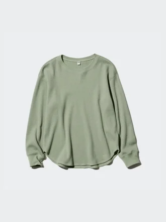 Camiseta de mujer con tejido de gofre | Camiseta de manga larga