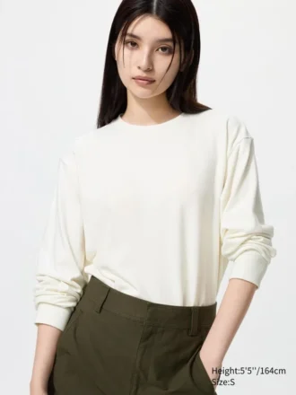 Camiseta de mujer de felpa de punto suave | Camiseta de manga larga