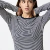 Camiseta de mujer de punto elástico suave | A rayas