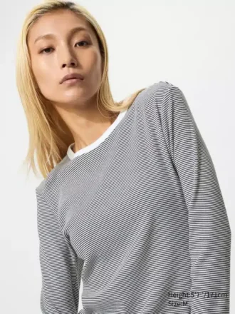 Camiseta de mujer de punto elástico suave | A rayas