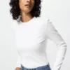 Camiseta de mujer de punto elástico suave | Camiseta de manga larga