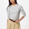 Camiseta de mujer de punto elástico suave | Camiseta de manga larga