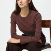 Camiseta de mujer de punto elástico suave | Camiseta de manga larga