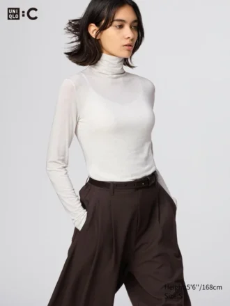 Camiseta de mujer HEATTECH con mezcla de cachemira | Extra cálida | Jerséis de cuello vuelto