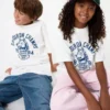 Camiseta infantil AIRism de algodón con estampado