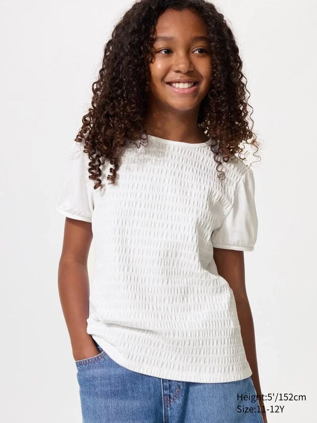 Camiseta infantil con mangas abullonadas | Fruncido Camiseta infantil con mangas abullonadas | Fruncido