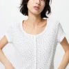 Camiseta mini con cuello abierto tipo waffle para mujer | Estampado