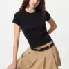 Camiseta mini de canalé para mujer