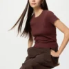 Camiseta mini de canalé para mujer