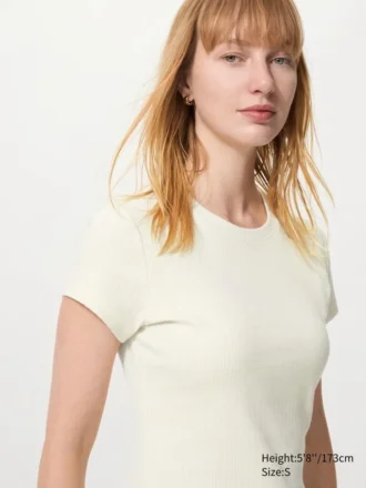 Camiseta mini de canalé para mujer
