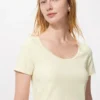 Camiseta mini de cuello redondo con punto calado para mujer