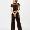 Camiseta mini de terciopelo suave para mujer Camiseta mini de terciopelo suave para mujer