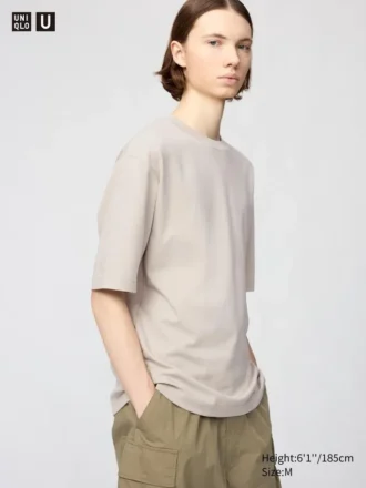 Camiseta oversize unisex de algodón AIRism | Mangas cortas
