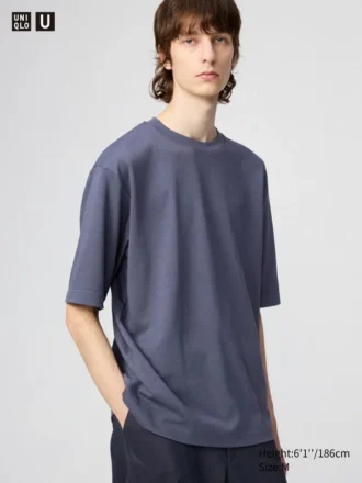 Camiseta oversize unisex de algodón AIRism | Mangas cortas