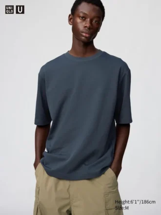 Camiseta oversize unisex de algodón AIRism | Mangas cortas