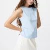Camiseta sin mangas con cuello barco y fruncido para mujer