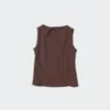 Camiseta sin mangas con cuello barco y fruncido para mujer