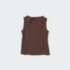 Camiseta sin mangas con cuello barco y fruncido para mujer