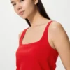 Camiseta sin mangas de punto calado para mujer