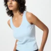 Camiseta sin mangas de punto elástico suave para mujer