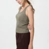 Camiseta sin mangas de punto elástico suave para mujer