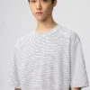 Camiseta unisex oversize de algodón AIRism a rayas