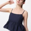 Camisola sin mangas de algodón con estampado Dobby para mujer Camisola sin mangas de algodón con estampado Dobby para mujer