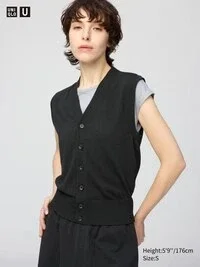 Chaleco de punto con botones para mujer, lavable