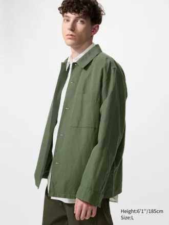 Chaqueta de camisa unisex de algodón y lino