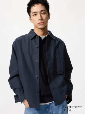 Chaqueta de camisa unisex de algodón y lino