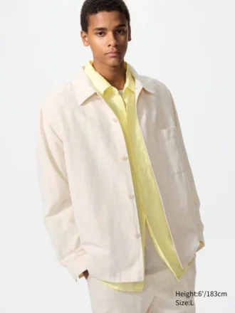 Chaqueta de camisa unisex de algodón y lino
