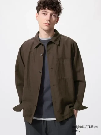 Chaqueta de camisa unisex de algodón y lino