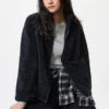 Chaqueta de mujer con cremallera completa de forro polar de hilo mullido