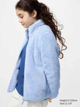 Chaqueta infantil de felpa de hilo mullido con cremallera completa