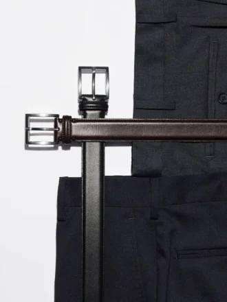 Cinturón de cuero italiano cosido para hombre