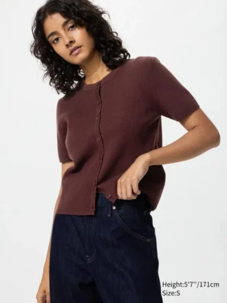 Cárdigan con festones para mujer