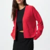 Cárdigan de cuello en V de algodón suave para mujer Cárdigan de cuello en V de algodón suave para mujer