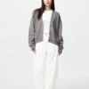 Cárdigan de cuello en V de algodón suave para mujer Cárdigan de cuello en V de algodón suave para mujer