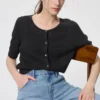 Cárdigan de encaje transparente para mujer | Mangas cortas