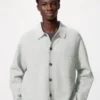Cárdigan unisex con cuello de camisa y canalé milanés
