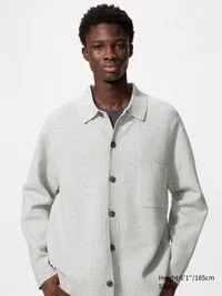 Cárdigan unisex con cuello de camisa y canalé milanés
