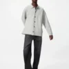 Cárdigan unisex con cuello de camisa y canalé milanés