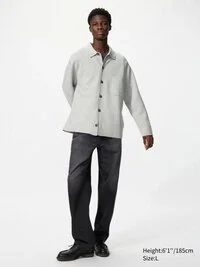 Cárdigan unisex con cuello de camisa y canalé milanés