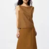 Falda midi de mezcla de lino para mujer | Pantalones cortos