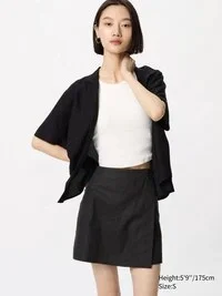 Falda pantalón de mezcla de lino para mujer