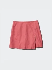 Falda pantalón de mezcla de lino para mujer
